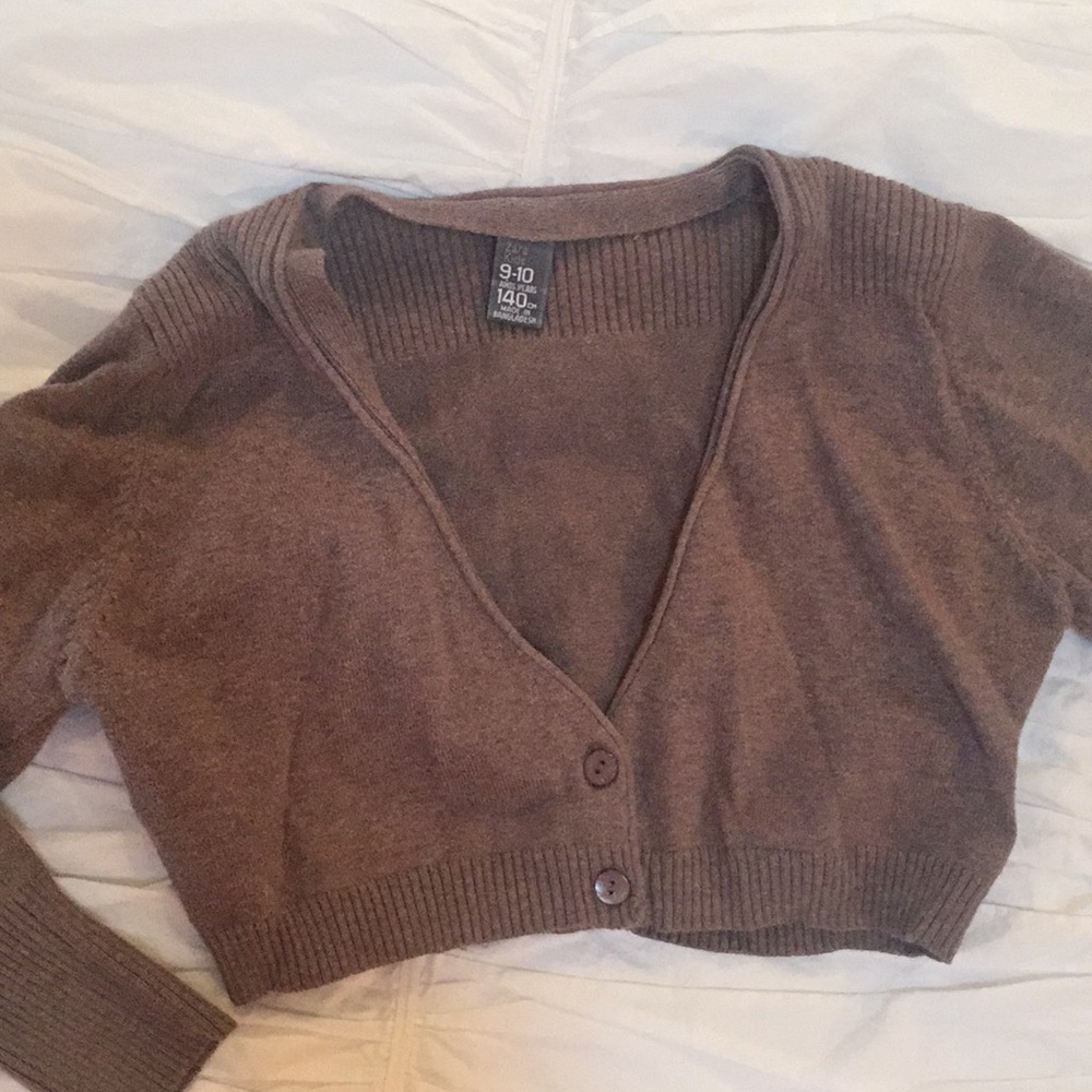 Zara girls crop sweater brown